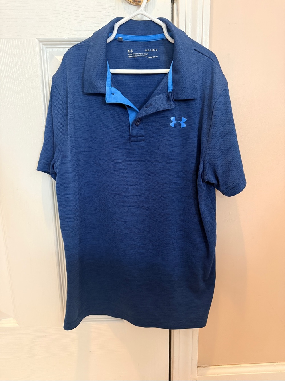 Under Armour Youth Boy Navy Polo with Light Blue Accents